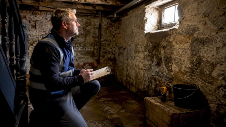 Man inspecting cellar for conversion