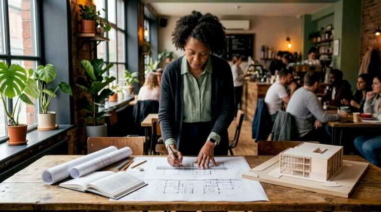 Architect sketching conversion floor plans