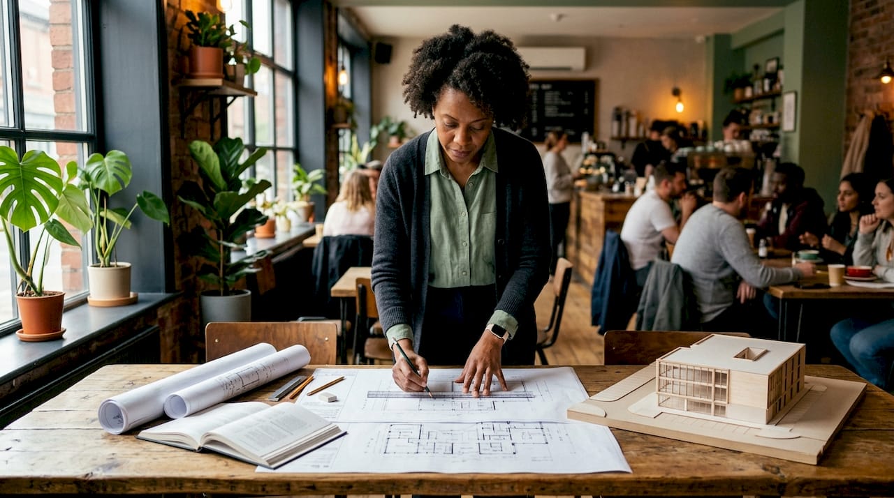 Architect sketching conversion floor plans