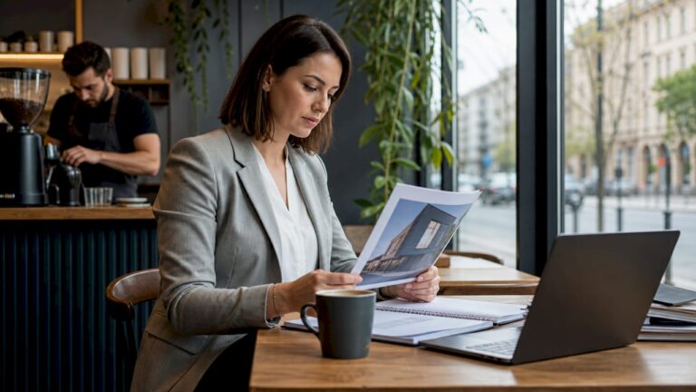 Property manager reviewing builder portfolios