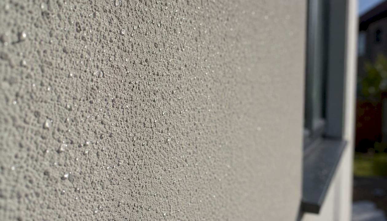 Fresh silicone thin-coat render with water beading