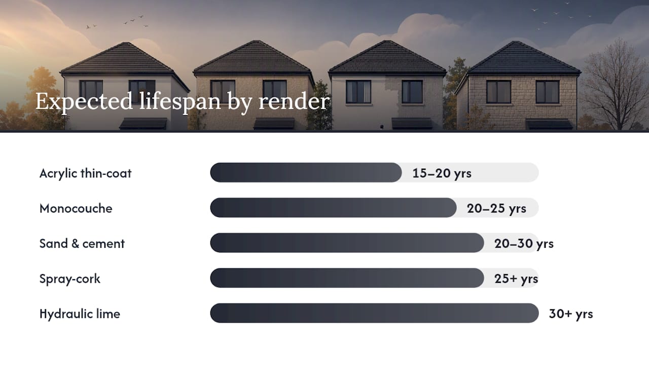 Comparison chart of UK house render types