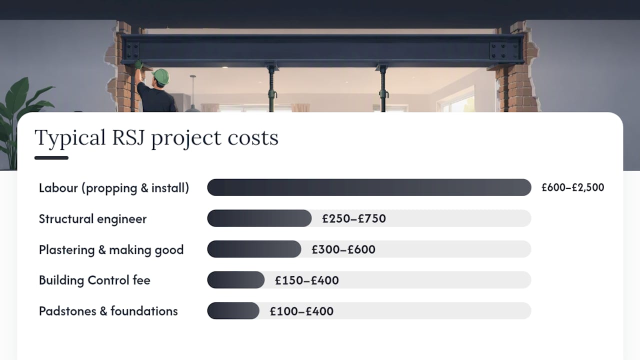 Cost breakdown for RSJ wall removal UK 2026