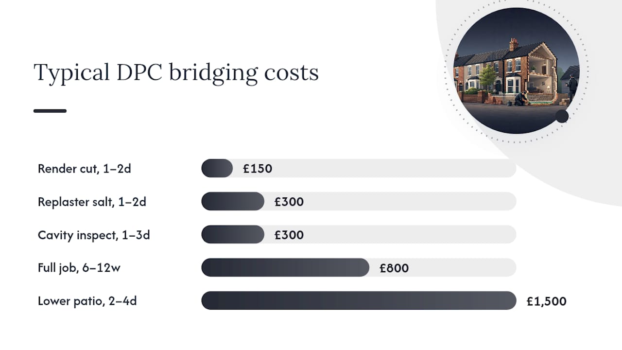 UK DPC bridging repair costs and timescales comparison