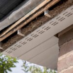 Close-up of soffit roof ventilation with eaves spacers